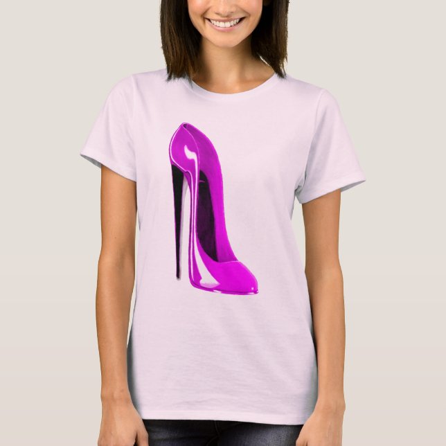 Hot Pink Stiletto Shoe T-Shirt (Front)