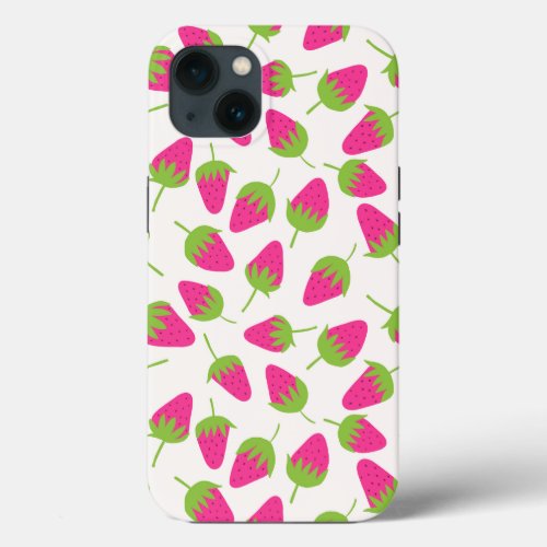 Hot Pink Strawberries iPhone 13 Case