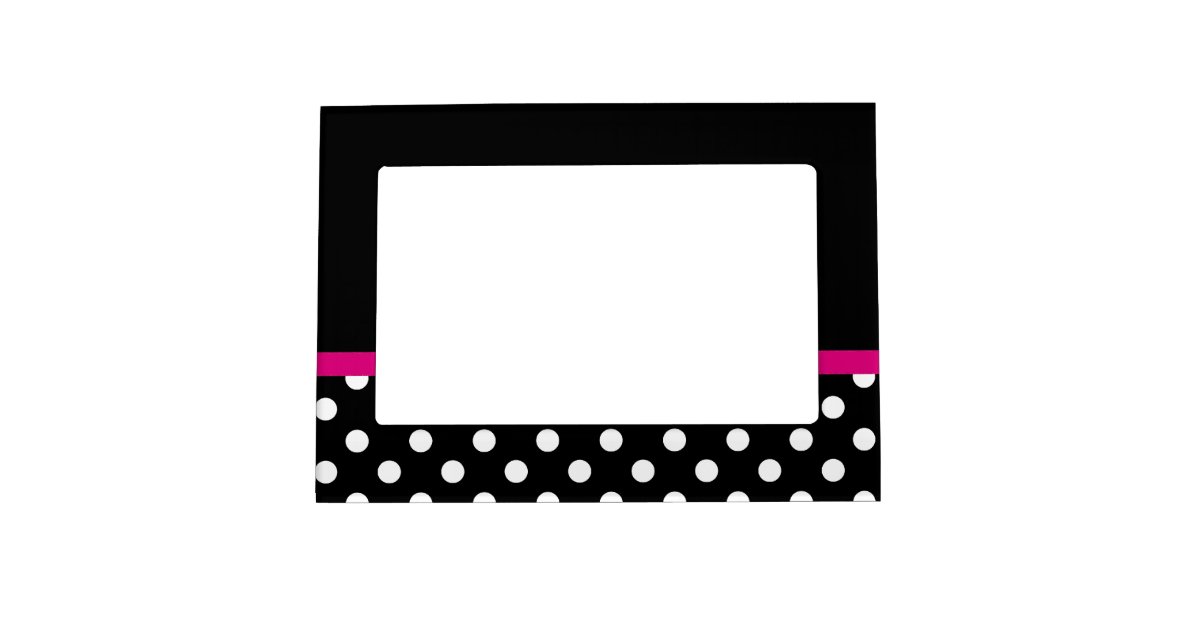 Hot Pink Stripe Black And White Polka Dots Magnetic Picture Frame Hot Pink Stripe Black And White Polka Dots Magnetic Picture Frame Zazzle Com