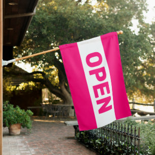 Hot Pink Stripe Open Sign Flag