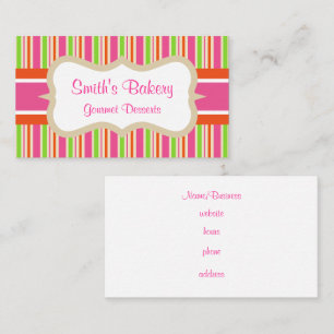 Hot Pink Striped Business Card