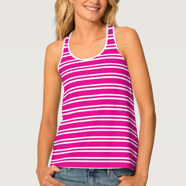 Hot Pink Striped Tank Top (Front)