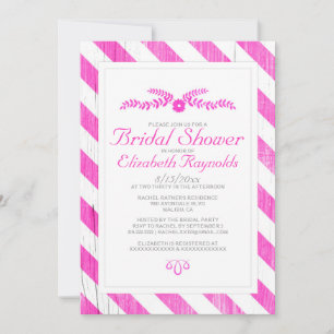 Hot Pink Stripes Bridal Shower Invitations