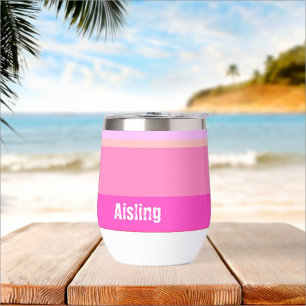 Hot Pink Stripes Custom Thermal Wine Tumbler