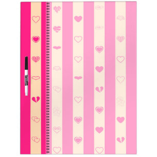 Hot Pink Stripes Modern Heart Pattern Dry-Erase Board