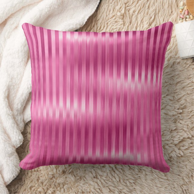 Hot Pink Stripes  Throw Pillow (Blanket)