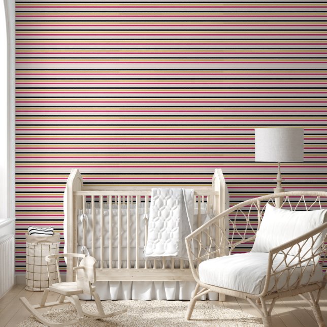 Hot Pink Stripes Wallpaper (Kids)