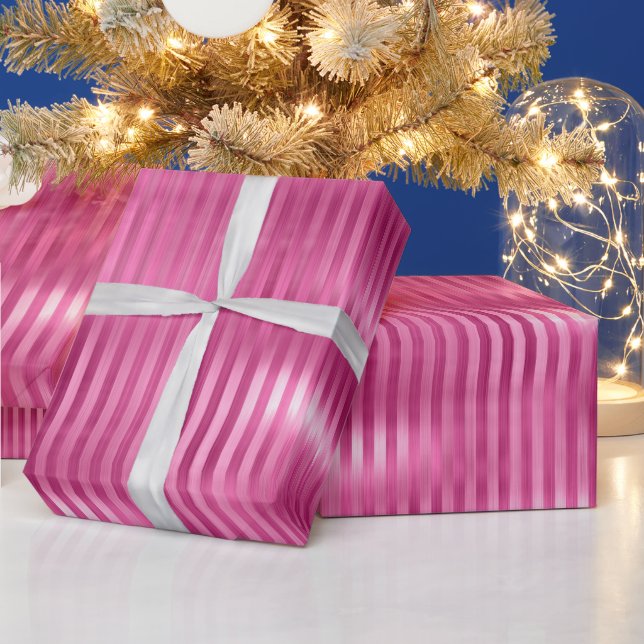 Hot Pink Stripes  Wrapping Paper (Holidays)