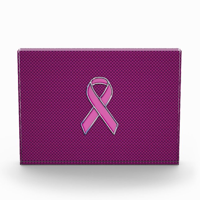 Hot Pink Style Ribbon Awareness Carbon Fiber Acrylic Award (Front)
