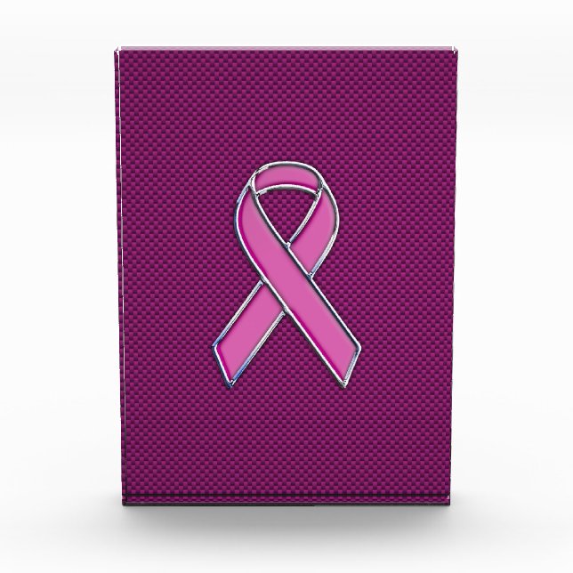 Hot Pink Style Ribbon Awareness Carbon Fiber Acrylic Award (Front)