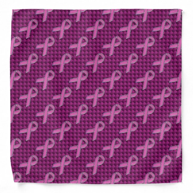 Hot Pink Style Ribbon Awareness Carbon Fiber Bandana (Front)