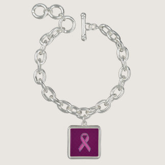 Hot Pink Style Ribbon Awareness Carbon Fiber Bracelet