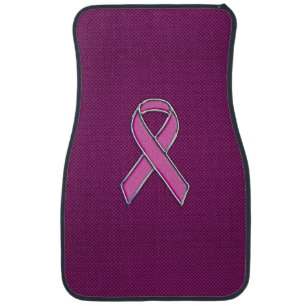 Hot Pink Style Ribbon Awareness Carbon Fiber Car Mat