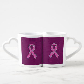 Hot Pink Style Ribbon Awareness Carbon Fiber Coffee Mug Set