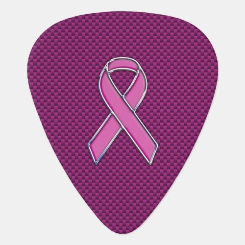 Hot Pink Style Ribbon Awareness Carbon Fiber Guitar Pick