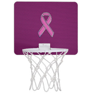 Hot Pink Style Ribbon Awareness Carbon Fiber Mini Basketball Hoop