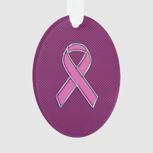Hot Pink Style Ribbon Awareness Carbon Fiber Ornament