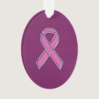 Hot Pink Style Ribbon Awareness Carbon Fiber Ornament