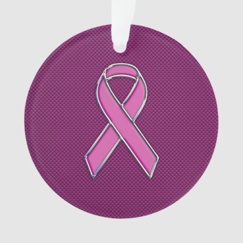 Hot Pink Style Ribbon Awareness Carbon Fiber Ornament