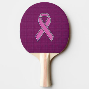 Hot Pink Style Ribbon Awareness Carbon Fiber Ping-Pong Paddle
