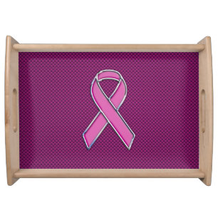 Hot Pink Style Ribbon Awareness Carbon Fiber Serving Tray