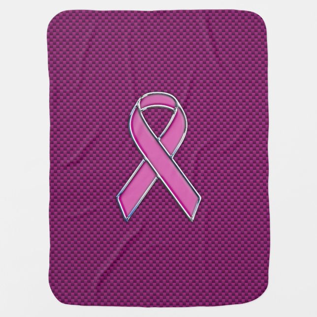 Hot Pink Style Ribbon Awareness Carbon Fiber Swaddle Blanket (Front)
