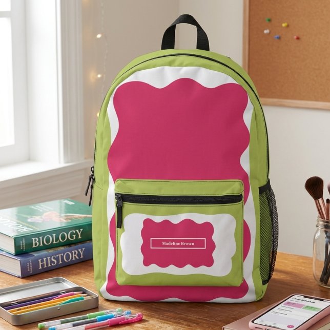 Hot Pink Stylish Girly Back to School Printed Backpack (Creator Uploaded)