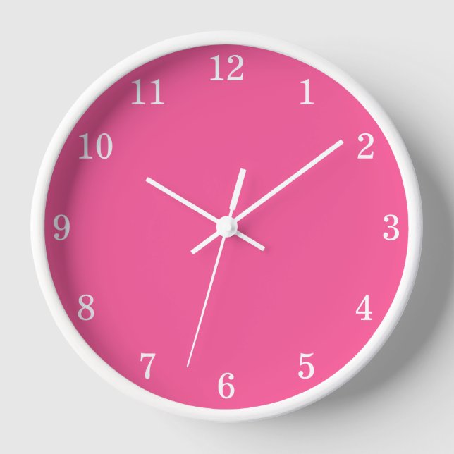 Hot Pink Stylish Minimalist Wall Clock (Front)