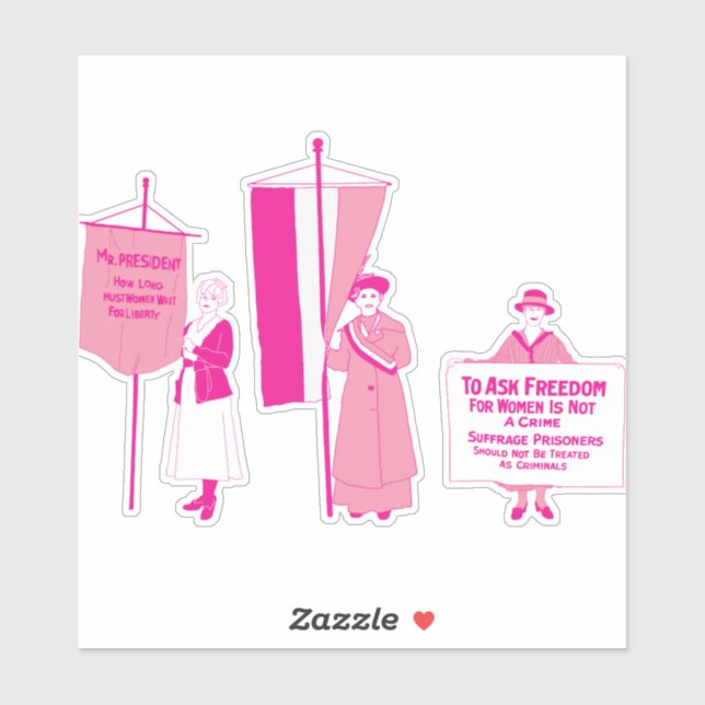 Hot Pink Suffragettes Sticker (Sheet)