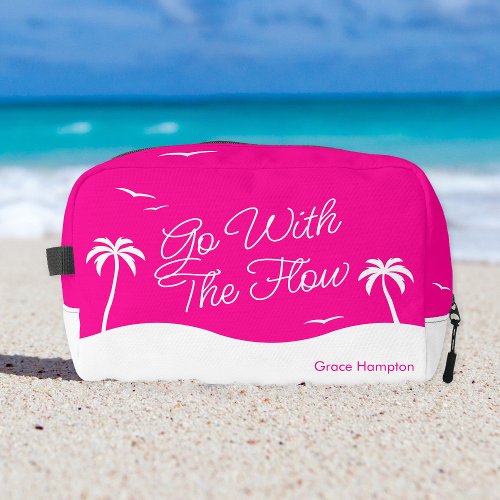 Hot Pink Summer Beach Palm Period Dopp Kit
