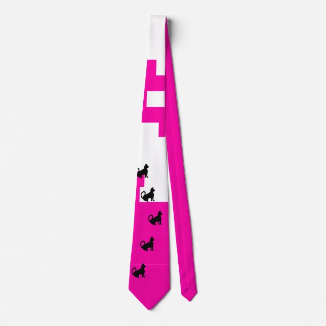 Hot Pink Summer Brights Black Cats CricketDiane Neck Tie (Front)