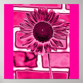 Hot Pink Sunflower Art Poster