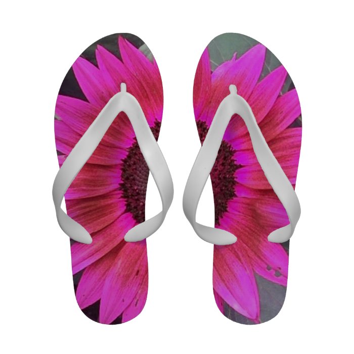 Hot Pink Sunflower Flip Flops