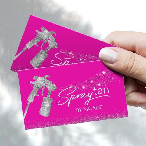Hot Pink Sunless Tanning Mobile Spray Tan Business Card