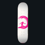 Hot Pink Surfing Skateboard Deck<br><div class="desc">Cool Hot Pink surfer silhouette riding a wave on a surfboard. Great gift for anyone from professional surfers to anyone that simply loves to surf as a hobby. Images used on this item are licensed and © Graphics Factory.com</div>