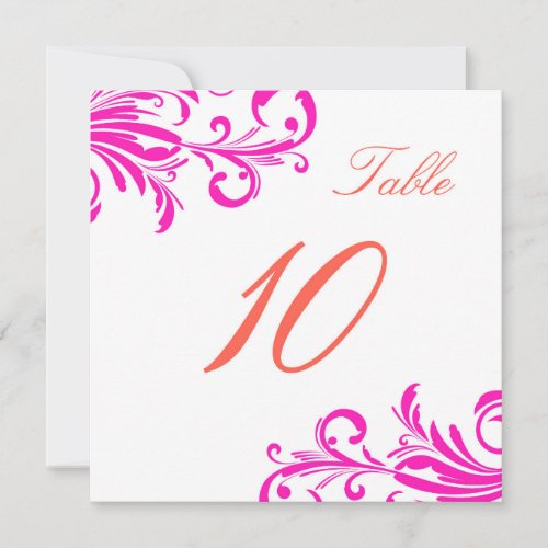 Hot Pink Swanky Swirls Table 10 Personalized Announcements