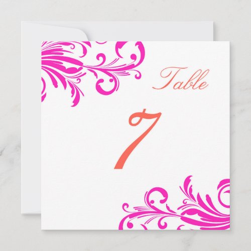 Hot Pink Swanky Swirls Table 7 Custom Announcement