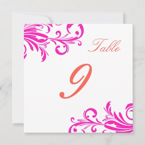 Hot Pink Swanky Swirls Table 9 Invite