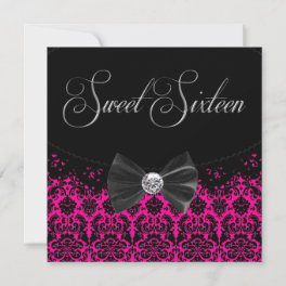Hot Pink Sweet Sixteen Birthday Party Invitation