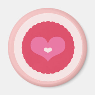 Hot Pink Sweetheart Love Scalloped Valentine's Day Magnet