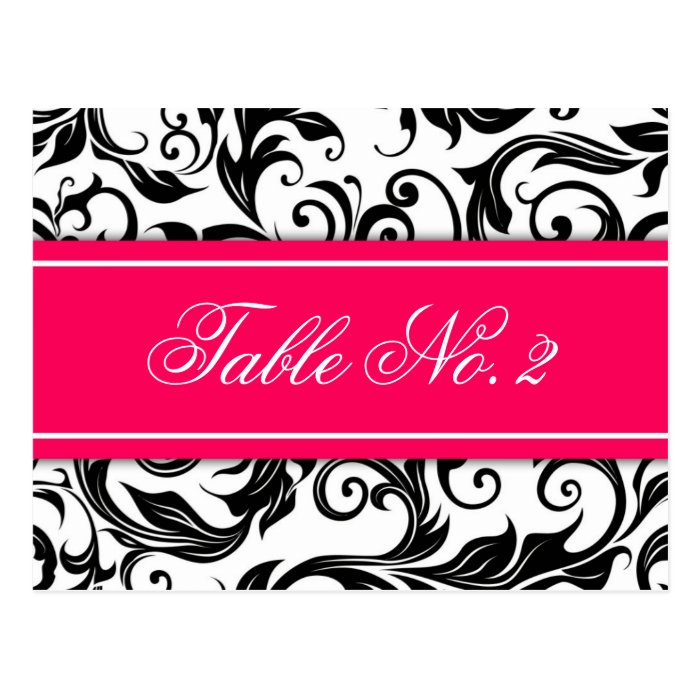 Hot Pink Swirl Wedding Table Number Postcards