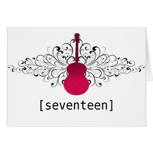 Hot Pink Swirls Guitar Table Number Card