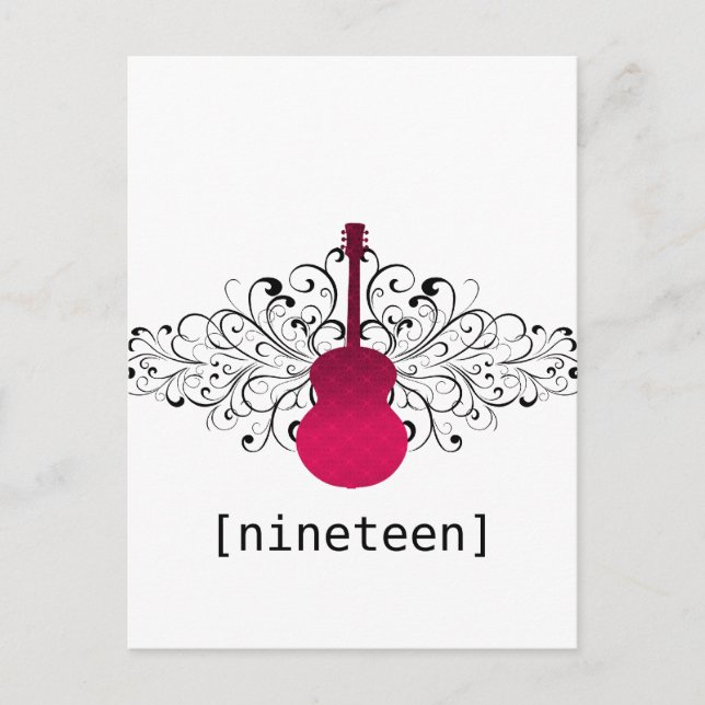 Hot Pink Swirls Guitar Table Postcard (Front)
