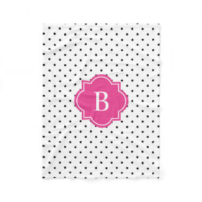 Hot Pink Swiss Dots | Monogram Fleece Blanket