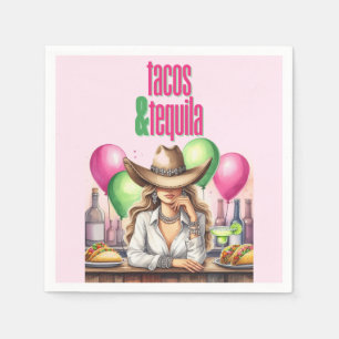 Hot Pink Tacos Birthday Bachelorette Bridal Shower Napkins