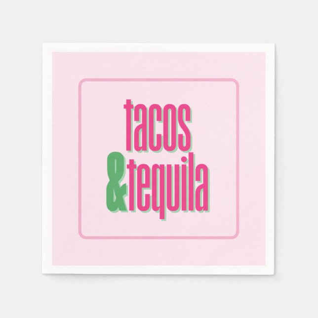 Hot Pink Tacos Birthday Bachelorette Bridal Shower Napkins (Front)