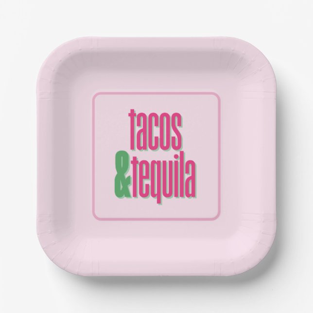 Hot Pink Tacos Birthday Bachelorette Bridal Shower Paper Plates (Front)