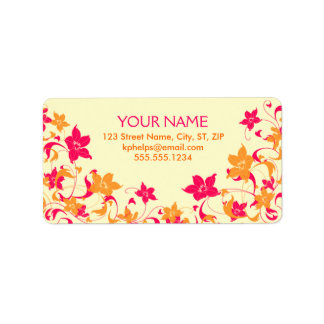 Hot Pink & Tangerine Floral Border Address Label