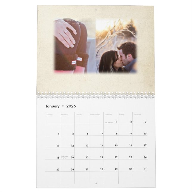 Hot Pink Tangerine & Lime Floral Wedding GuestBook Calendar (Jan 2026)