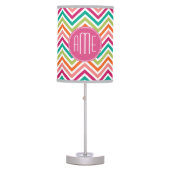 Hot Pink Teal Orange Chevrons Custom Monogram Table Lamp (Front)